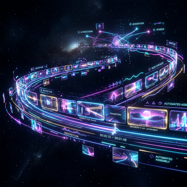 50 silent AI-generated clips being transformed into a cohesive music video